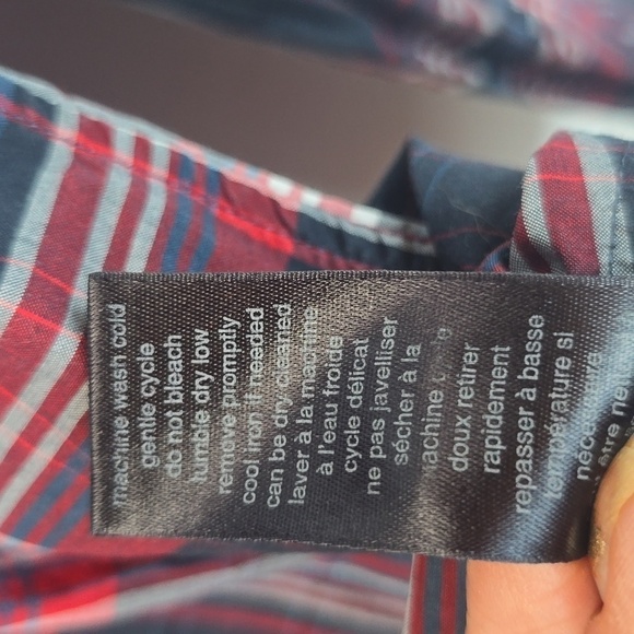 John Varvatos Mens RED White Blue PLAID Cotton Button down Shirt Sz.M - Picture 12 of 12